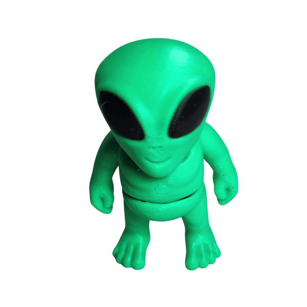 Green alien figurine on a transparent background