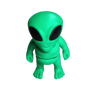 Green alien figurine on a transparent background