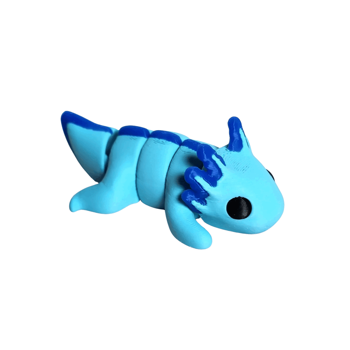 Blue toy axolotl on a transparent background