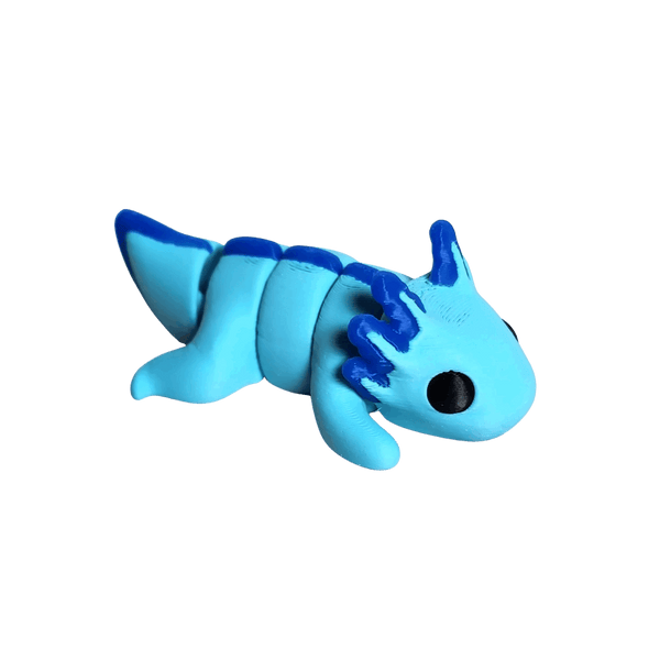 Blue toy axolotl on a transparent background