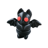 Tiny Black bat with red eyes on a transparent background