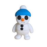 snow man with a blue hat